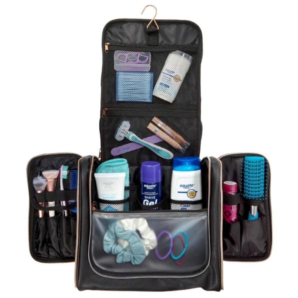 Equate Carry All Travel Hanging Toiletry Bag- Black